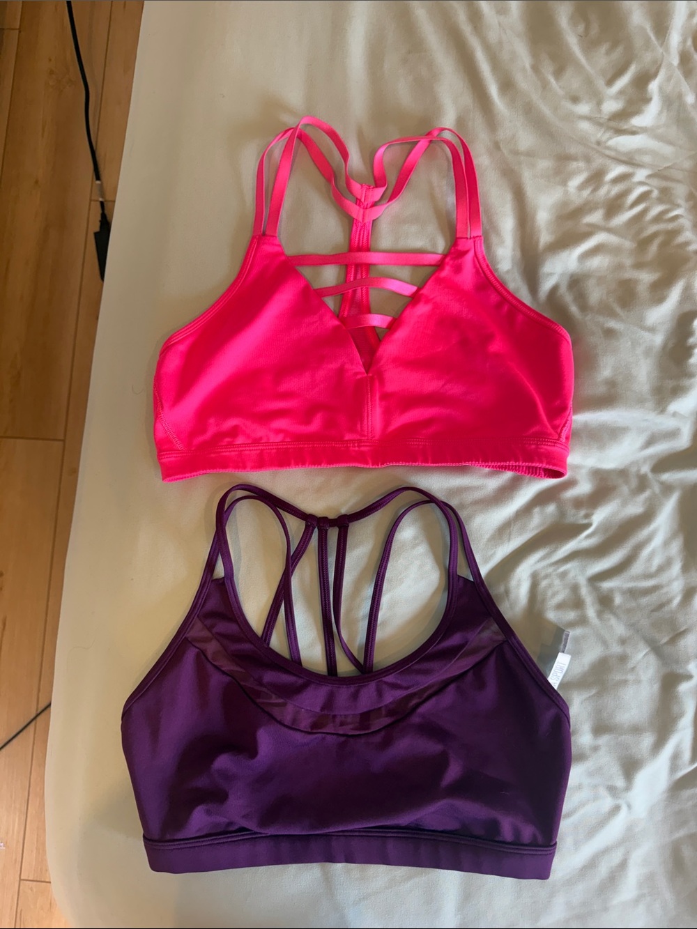 Victoria Sport Women’s Strappy Sports Bras - Hot Pink & Deep Purple